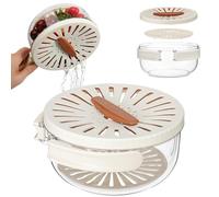 Passoire de cuisine avec couvercle - Bol de vaisselle 4 en 1 pour fruits, légumes et pâtes | Passoire avec poignée pliable et bol de drainage | Ustensile de cuisine pliable en plastique (marron)