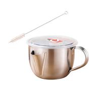 Passoire de cuisine en acier à haute efficacité avec poignée et couvercle, brosse incluse, filtre à huile réutilisable