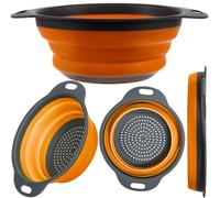 Passoire de cuisine pliable en silicone - Passe au lave-vaisselle - Passoire à pâtes pour fruits, légumes, gris-orange 23253