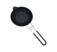 Passoire de cuisine ronde pliable en silicone avec poignée en acier inoxydable pour économiser de l'espace 17 cm