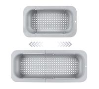 Passoire d'évier extensible - Matériau PP alimentaire - Trous de drainage efficaces - Porte-séchage rapide pour vaisselle - Facile à nettoyer et durable. (Gris clair)