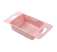Passoire d'évier panier extensible en plastique rétractable, égouttoir de cuisine pour légumes, vaisselle, rangement des couverts (Pink)