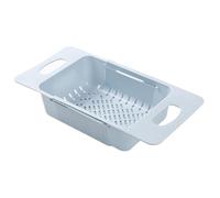 Passoire d'évier panier passoire rétractable extensible en plastique égouttoir de cuisine pour légumes plats ustensiles de rangement 19,5 x 8,5 x 24 cm (Bleue)