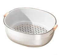 Passoire double couche pour fruits et légumes avec plateau de drainage pour le lavage des produits - Organiseur de cuisine en PET 3 L (L)