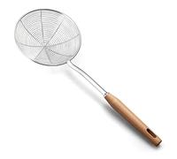 Passoire, écumoire araignée extra large de 20 cm avec manche en bois, louche écumoire araignée en acier inoxydable pour la cuisson et la friture, passoire pour outils de cuisson, passoire à pâtes