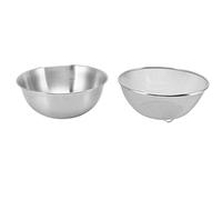Passoire en acier inoxydable 24CM |304 de qualité alimentaire, sécurisé et résilient |Bol à égouttage rapide pour riz/salade/légumes |Trous de 2 mm, passe au lave-vaisselle (Bowl+Mesh Screen)