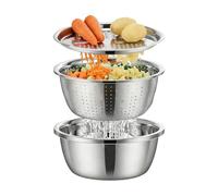 Passoire en acier inoxydable, panier de vidange de lavage, bol tamis perforé, équipement de rinçage de cuisine, équipement de préparation des repas, argent, 26 cm de diamètre pour la fabrication de