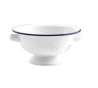 Passoire en émail 24 cm Blanc rétro Cuisine Double poignée Pied Passoire à salade Passoire Égouttoir Passoire