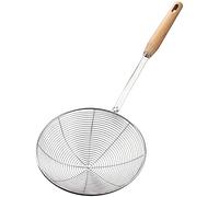 Passoire en forme d'araignée, cuillère fendue, cuillère écumoire de 18 cm avec poignée en bois, spatule à frire en acier inoxydable, grande louche, passoire en métal, écumoire, passoire à main pour