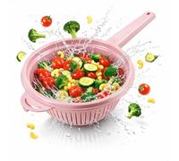 Passoire en plastique avec manche - Passoire à pâtes avec poignée - Passoire de cuisine - Passoire à main - Passoire à main en plastique - Passoire à blanchiment - Ustensile de cuisine - Passoire à