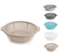 Passoire en plastique de 31 cm - Pour égoutter les pâtes, les spaghettis, le riz, la salade, les légumes, la cuisine - Design 1 (taupe)