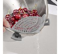 Passoire en silicone à clipser pour toutes les casseroles et poêles, passoire à pâtes à clipser pour viande, légumes, fruits, passoire de cuisine en silicone - Gris