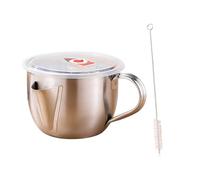 Passoire liquide en acier multi-usages pour huile de cuisine et soupe à sauce, bol séparateur, avec couvercle ergonomique et passoire à liquide multi-usages
