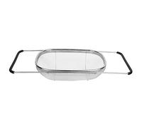 Passoire pliable en acier inoxydable avec base en caoutchouc, poignées en caoutchouc extensibles pour filtrer, égoutter, rincer les fruits, légumes, 34 x 24 x 11 cm