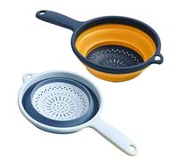 Passoire pliable, passoires pliables en silicone, passoires pliables avec poignées, passoire pliable à fruits et légumes avec égouttoir à poignée pour égoutter les pâtes, légumes 2PCS