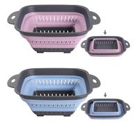 Passoire Pliable Silicone,Passoire Cuisine Pliable,Passoires Retractable,Passoires Pliables Camping-2pcs (Rose + Bleu)