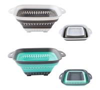 Passoire Pliable Silicone,Passoire Cuisine Pliable,Passoires Retractable,Passoires Pliables Camping-2pcs (Blanc Gris + Vert Clair)