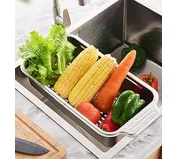 Passoire pour évier en acier inoxydable 304 extensible rectangulaire pour égoutter les pâtes, fruits, légumes