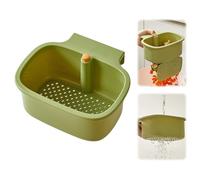 Passoire pour évier - Grande capacité - Bouton pression - Ne tache pas les mains - Organiseur d'évier suspendu - Panier de rangement pour drains de cuisine - Vert
