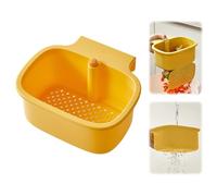 Passoire pour évier - Grande capacité - Bouton pression - Ne tache pas les mains - Organiseur d'évier suspendu - Panier de rangement pour drains de cuisine - Jaune