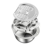 Passoire pour laver le riz et égouttoir | Set de s Hachoir en Acier Inoxydable | Râpe Ail Inoxydable - pour Cuisine Maison Restaurant Préparation Ail Oignon Gingembre