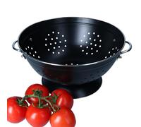 Passoire rétro 27,5 cm | Passoire de cuisine rétro avec poignées et pied | Passoire en acier laqué noir pour pâtes, légumes et fruits