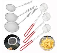 Passoires à Fondue,6pcs Poignée Longue Acier Inoxydable à Mailles Fines Passoire Acier,Pot Chaud Petite Passoire Cuillère Cuisine à Longue Manche Perle Passoire,pour Pot Chaud Et Thé au Lait