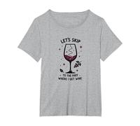 Passons à la Partie où Je reçois du vin drôle T-Shirt, Femme Grandes Tailles, Gris Chiné, 4X