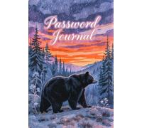 Password Journal with Black Bear on Snowy Mountain - Tranquil Sunset Landscape Cover - Elegant Aesthetic Password Keeper with Large Print & A-Z Tabs