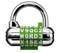Password Plus Combination Lock, Hardened Steel Shackle, 2-1/2" Wide, Silver