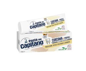 Pasta del Capitano, Dentifrice Curcuma et Propolis Bio, garantit une hygiène complète du câble buccal, protection totale des dents et des gencives, 100 % fabriqué en Italie, tube de 75 ml