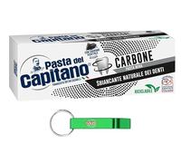 Pasta del Capitano Dentifricio Carbone Lot de 12 dentifrices au charbon végétal activé blanchissant naturel en pâte noire 100 ml + porte-clés Beni Culinari