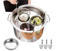 Pasta Pot Set - 3 Hole Strainer Basket | 35cm Stainless Steel Noodle Cooker