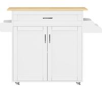 Pastano module de cuisine sur roulettes 2 portes, 1 tiroir blanc, décor chêne.