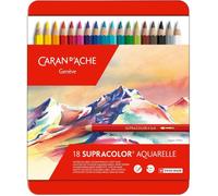 Pastel à la cire aquarellable - Caran d'Ache - Réf 34097 - 18 couleurs - Soluble à l'eau - Mixte