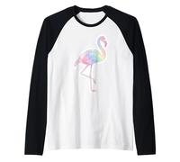 Pastel Aquarelle Flamant Rose Amoureux des Oiseaux Art Artistique Femme Manche Raglan