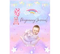 Pastel Baby-Themed Pregnancy Journal with Rainbow & Teddy Bear