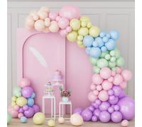 Pastel Balloon Arch Kit, 164 Pieces Macaron Pink Purple Blue Yellow Green Orange Garland Balloons Set, Diy Kit Rainbow Balloons Pastel Latex For Boy Girl Party Birthday Wedding
