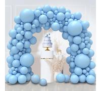 Pastel Blue Balloon, 130 Pieces Kit Arch Balloon Light Blue, 18 12 10 5 Inch Garland Balloons, Latex Helium Inflatable For Balloons Birthday Wedding Baptism Decorations