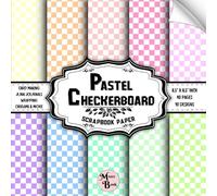 Pastel Checkerboard Scrapbook Paper: Double Sided Checkered Sheets for Card Making, Origami, Junk Journals, Collage, and Various DIY Craft Projects | 8.5" x 8.5" (21.59 x 21.59 cm)