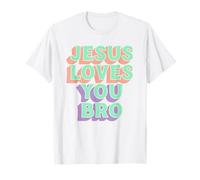 Pastel de Foi chrétienne rétro Jesus Loves You Bro T-Shirt
