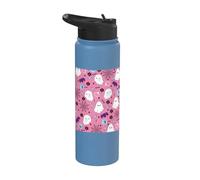 Pastel Goth Aesthetic Cute Spooky Ghost with Bats Girl Pink Stainless Steel Insulated Water Bottle