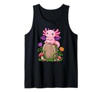 Pastel Goth Axolotl Bat Wings Spooky Mignon Tombstone Art Débardeur