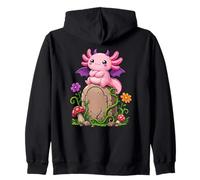 Pastel Goth Axolotl Bat Wings Spooky Mignon Tombstone Art Sweat à Capuche
