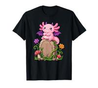 Pastel Goth Axolotl Bat Wings Spooky Mignon Tombstone Art T-Shirt