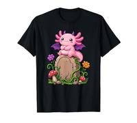 Pastel Goth Axolotl Bat Wings Spooky Mignon Tombstone Art T-Shirt Graphique avec Valeur, Homme, Noir, M