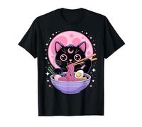 Pastel Goth Esthétique Kawaii Chat Mangeant Ramen Nouilles T-Shirt