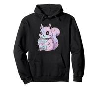 Pastel Goth Kawaii Cute Creepy Écureuil avec Bubble Boba Tea Sweat à Capuche