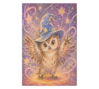 Pastel Hibou Sorcier Puzzle 1000 Pièces en Bois, Défi de Réflexion