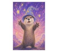 Pastel Loutre Sorcière Puzzle 1000 Pièces en Bois, Défi Familial